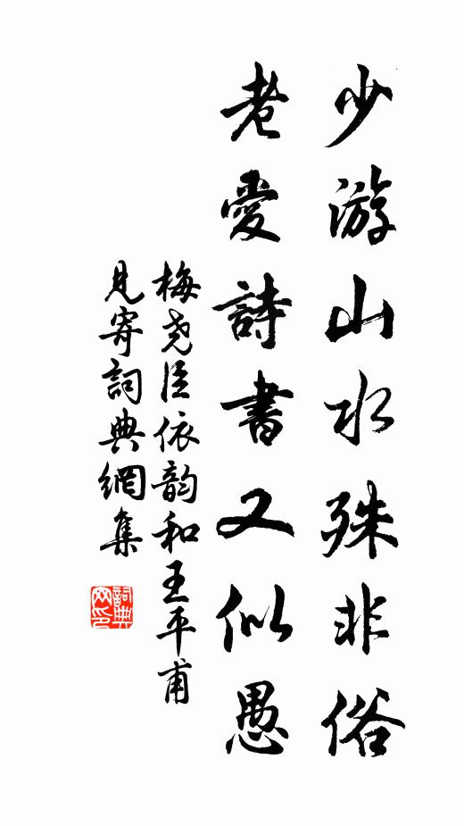 梅尧臣少游山水殊非俗，老爱诗书又似愚书法作品欣赏