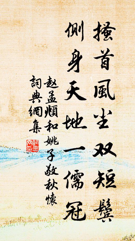 赵孟頫搔首风尘双短鬓，侧身天地一儒冠书法作品欣赏