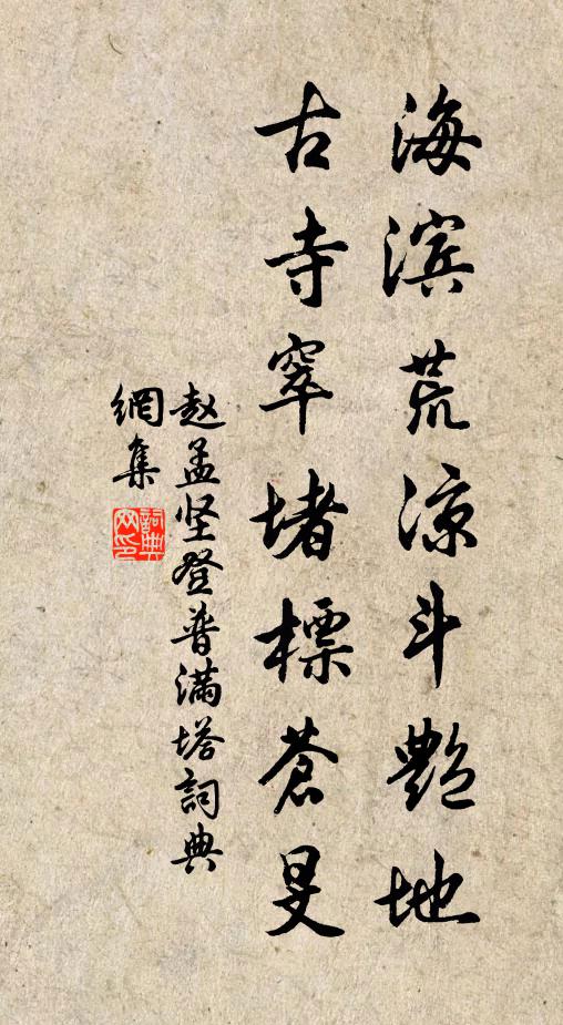 赵孟坚海滨荒凉斗艳地，古寺窣堵标苍旻书法作品欣赏