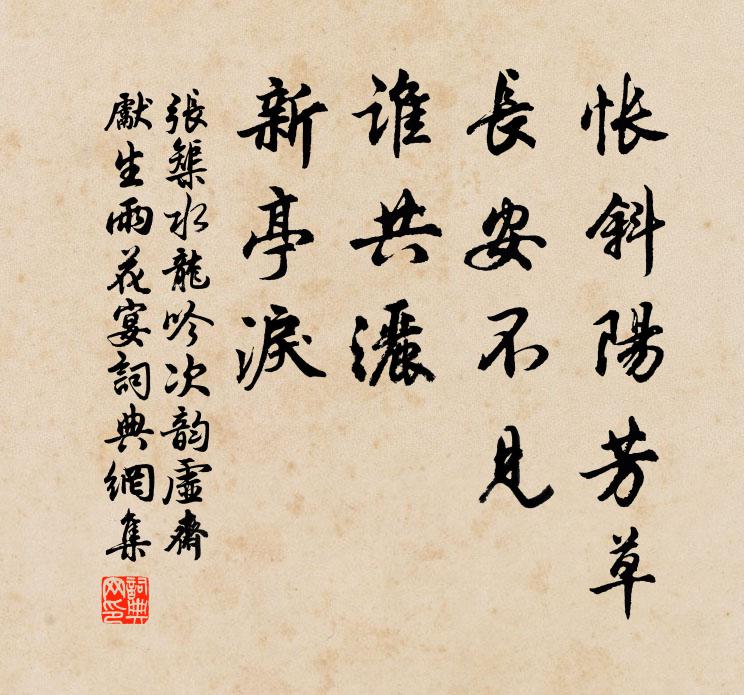 张榘怅斜阳芳草，长安不见，谁共洒、新亭泪书法作品欣赏