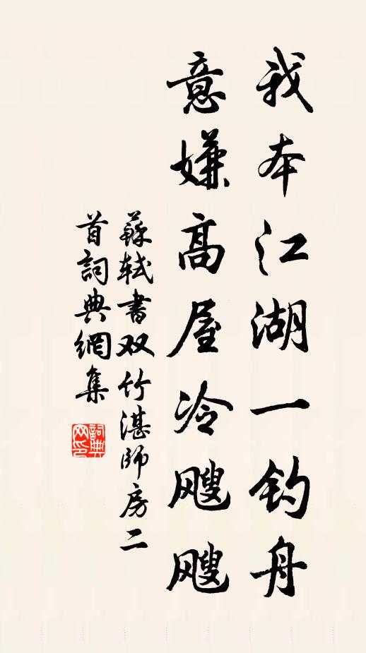苏轼我本江湖一钓舟，意嫌高屋冷飕飕书法作品欣赏