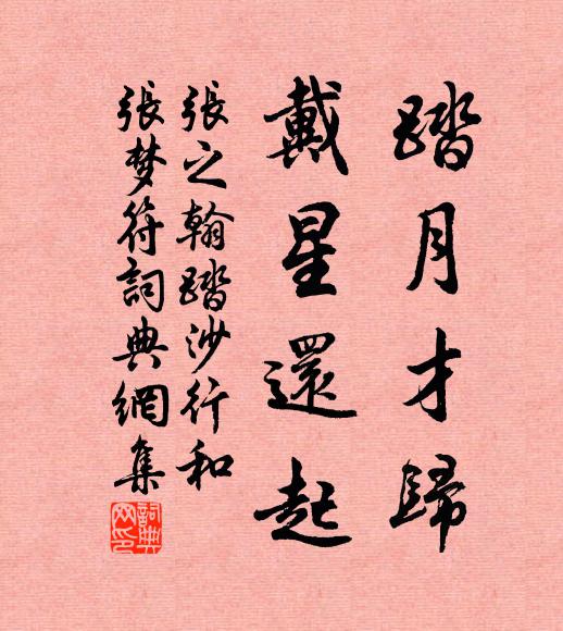 张之翰踏月才归，戴星还起书法作品欣赏