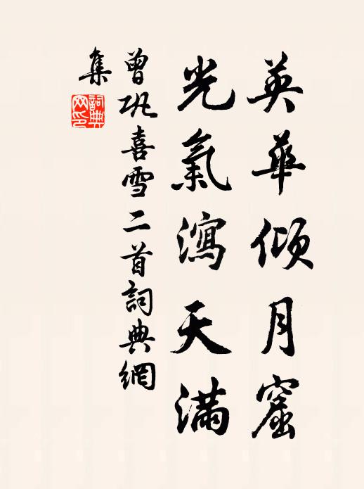 曾巩英华倾月窟，光气泻天满书法作品欣赏