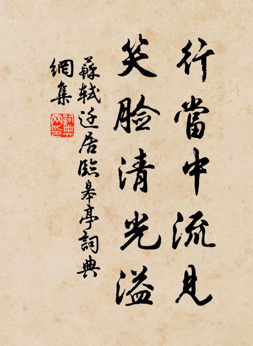 苏轼行当中流见，笑脸清光溢书法作品欣赏