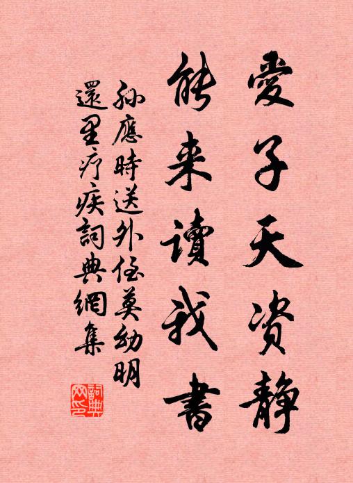 孙应时爱子天资静，能来读我书书法作品欣赏