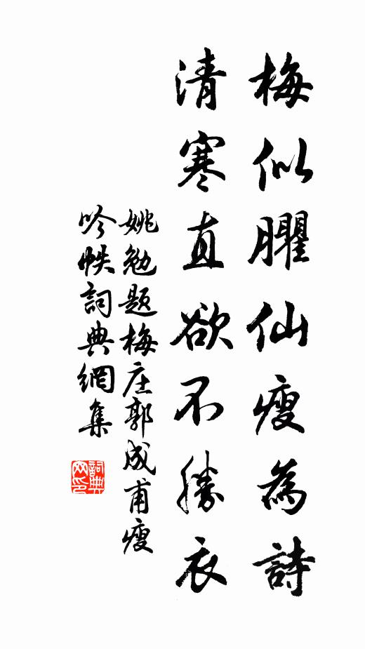 姚勉梅似臞仙瘦为诗，清寒直欲不胜衣书法作品欣赏