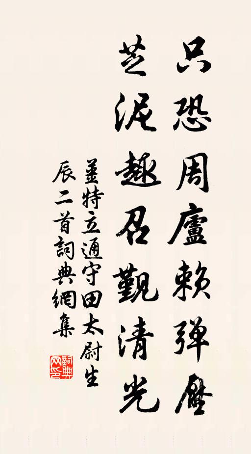 姜特立只恐周庐赖弹压，芝泥趣召觐清光书法作品欣赏
