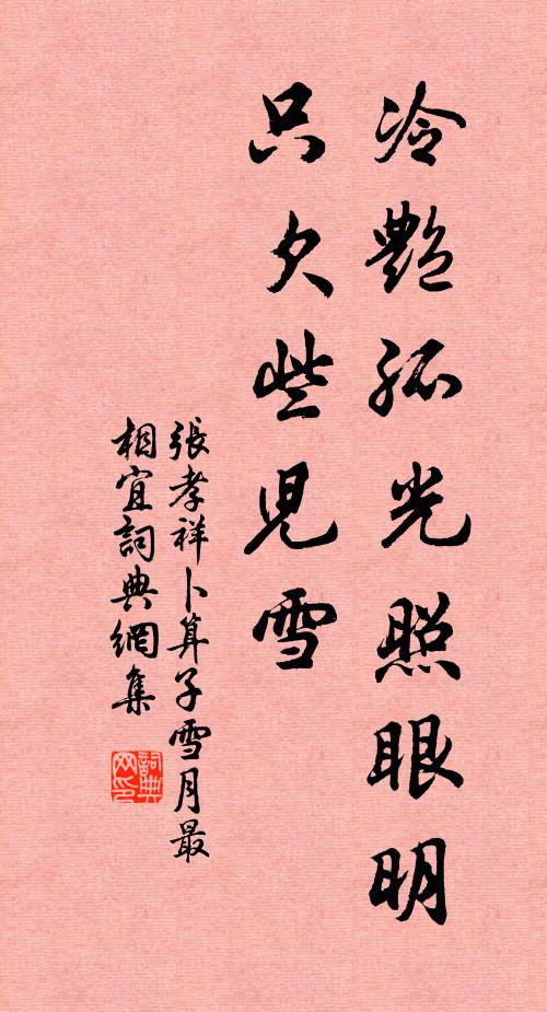张孝祥冷艳孤光照眼明，只欠些儿雪书法作品欣赏