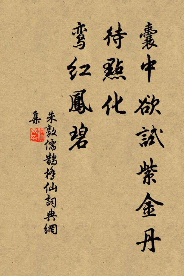 朱敦儒囊中欲试紫金丹，待点化、鸾红凤碧书法作品欣赏