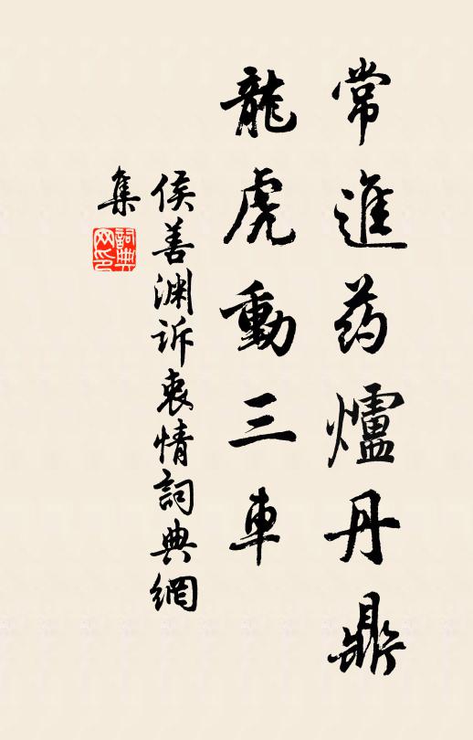侯善渊常进药炉丹鼎，龙虎动三车书法作品欣赏