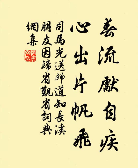 司马光春流先自疾，心出片帆飞书法作品欣赏
