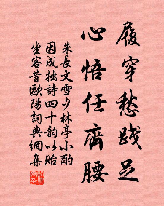 朱长文履穿愁践足,心悟任齐腰书法作品欣赏