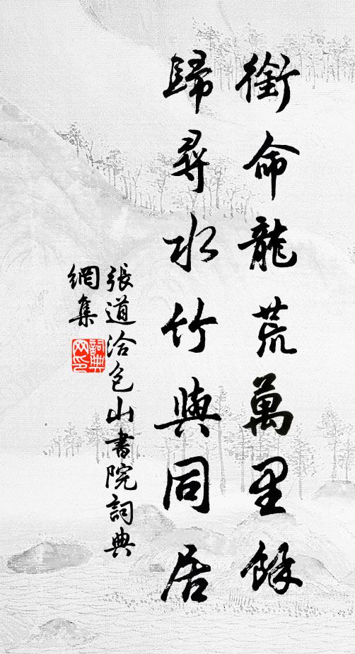 张道洽衔命龙荒万里余，归寻水竹与同居书法作品欣赏