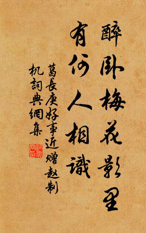 葛长庚醉卧梅花影里，有何人相识书法作品欣赏