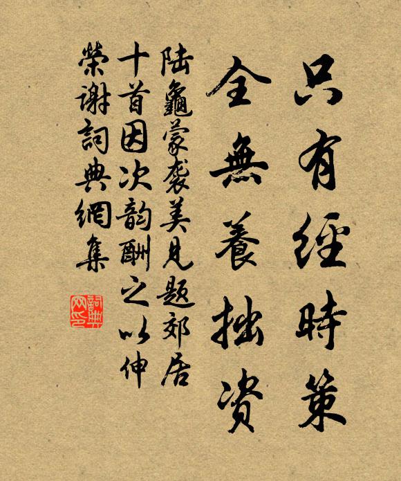 陆龟蒙只有经时策，全无养拙资书法作品欣赏