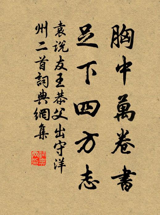 袁说友胸中万卷书，足下四方志书法作品欣赏