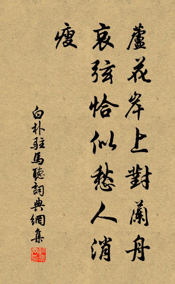 白朴芦花岸上对兰舟，哀弦恰似愁人消瘦书法作品欣赏
