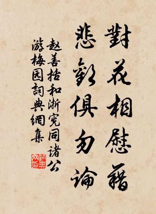 赵善括对花相慰藉，悲欢俱勿论书法作品欣赏