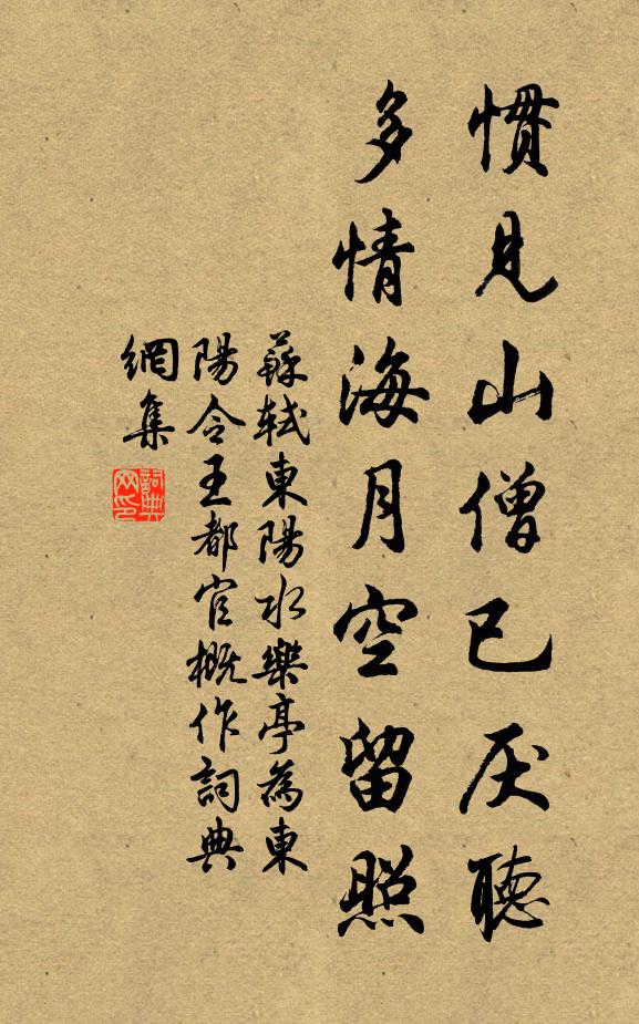 苏轼惯见山僧已厌听，多情海月空留照书法作品欣赏