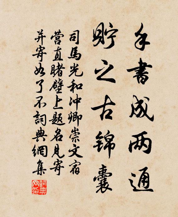 司马光手书成两通,貯之古锦囊书法作品欣赏
