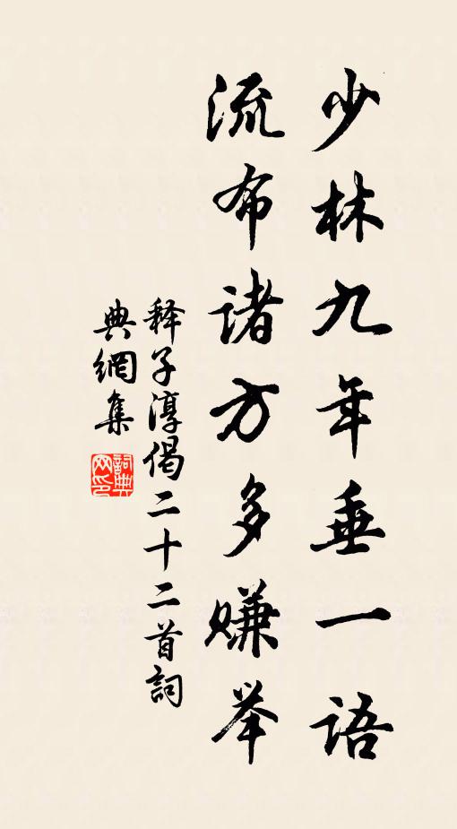 释子淳少林九年垂一语，流布诸方多赚举书法作品欣赏