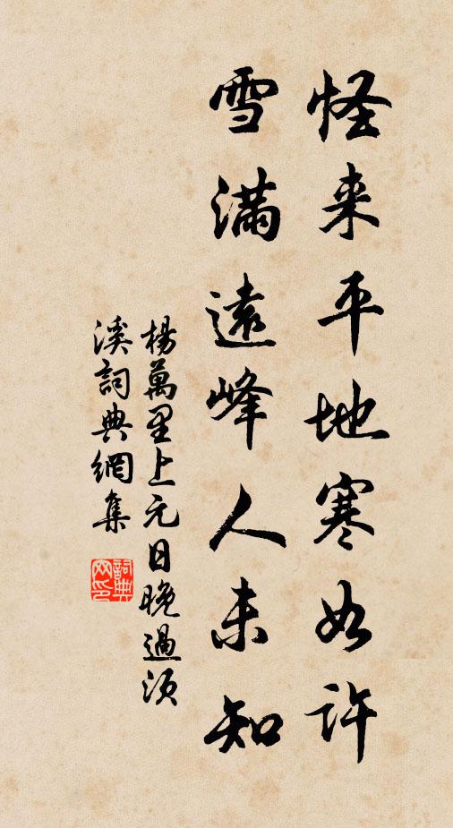 杨万里怪来平地寒如许，雪满远峰人未知书法作品欣赏