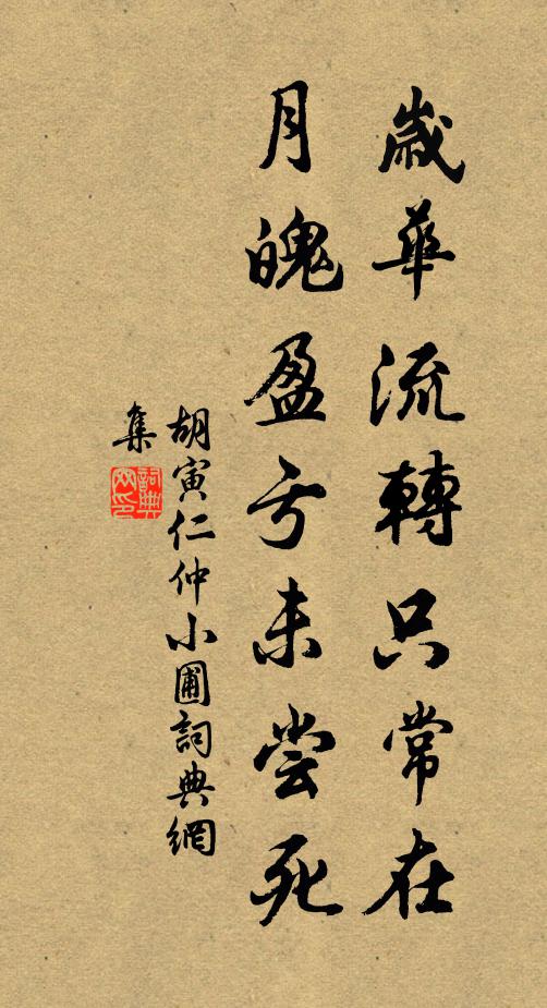胡寅岁华流转只常在，月魄盈亏未尝死书法作品欣赏