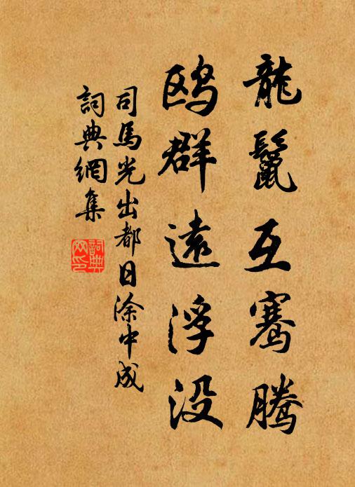 司马光龙鬣互骞腾，鸥群远浮没书法作品欣赏