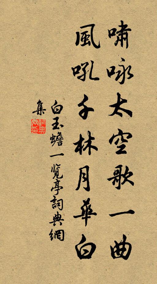 白玉蟾啸咏太空歌一曲，风吼千林月华白书法作品欣赏