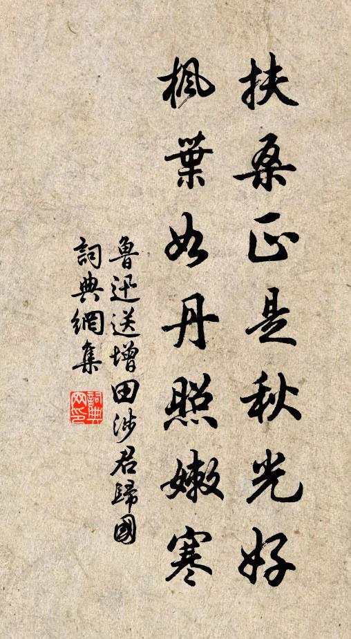 鲁迅扶桑正是秋光好，枫叶如丹照嫩寒书法作品欣赏