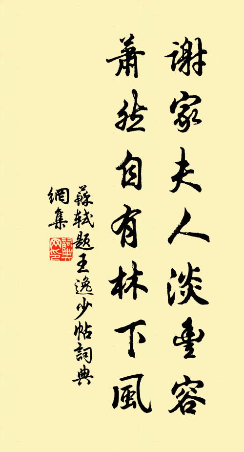 苏轼谢家夫人淡丰容，萧然自有林下风书法作品欣赏