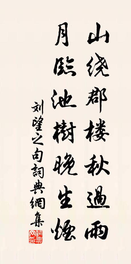 刘望之山绕郡楼秋过雨，月临池树晚生烟。书法作品欣赏