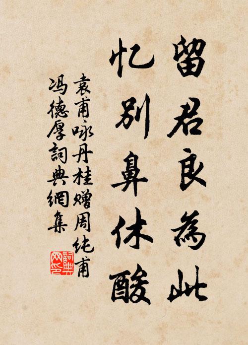 袁甫留君良为此，忆别鼻休酸书法作品欣赏