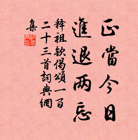 释祖钦正当今日，进退两忘书法作品欣赏