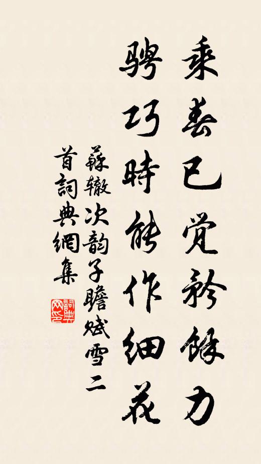 苏辙乘春已觉矜余力，骋巧时能作细花书法作品欣赏