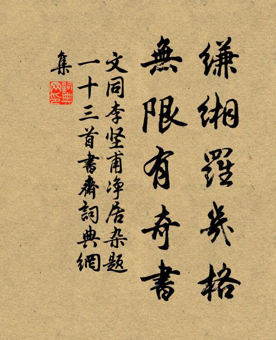 文同缣缃罗几格，无限有奇书书法作品欣赏