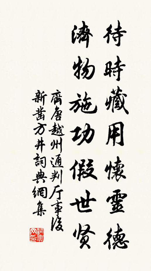 齐唐待时藏用怀灵德，济物施功假世贤书法作品欣赏