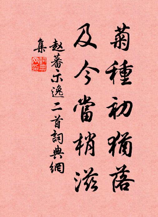 赵蕃菊种初犹落，及今当梢滋书法作品欣赏