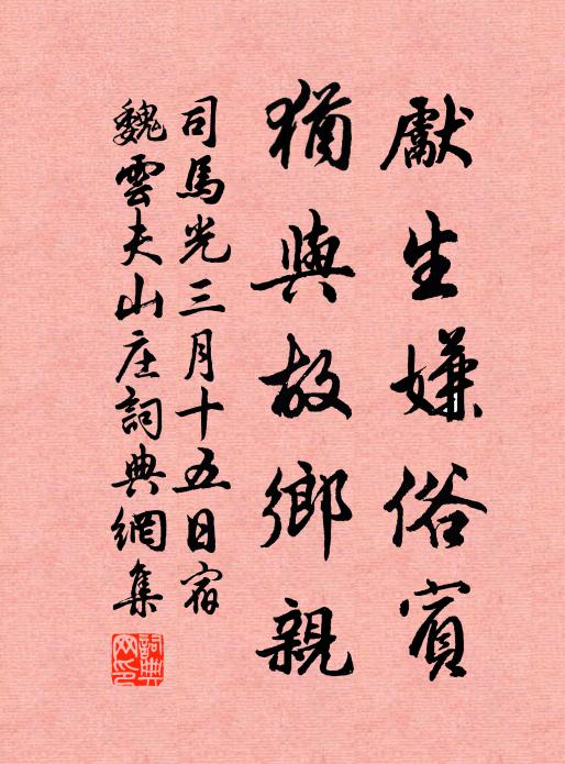 司马光先生嫌俗宾，犹与故乡亲书法作品欣赏
