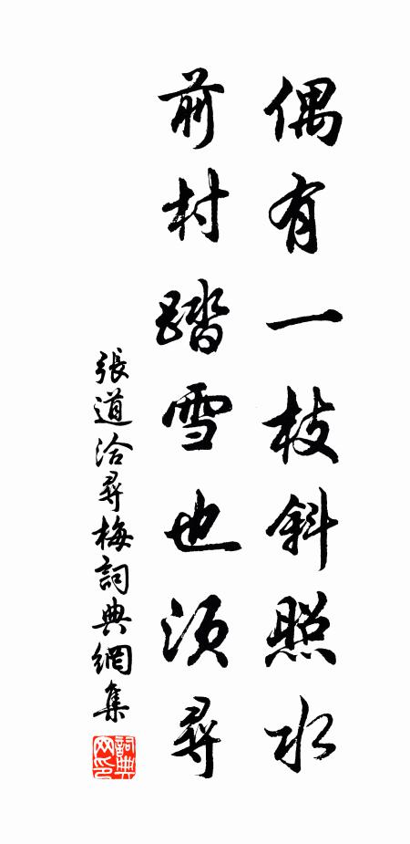 张道洽偶有一枝斜照水，前村踏雪也须寻书法作品欣赏