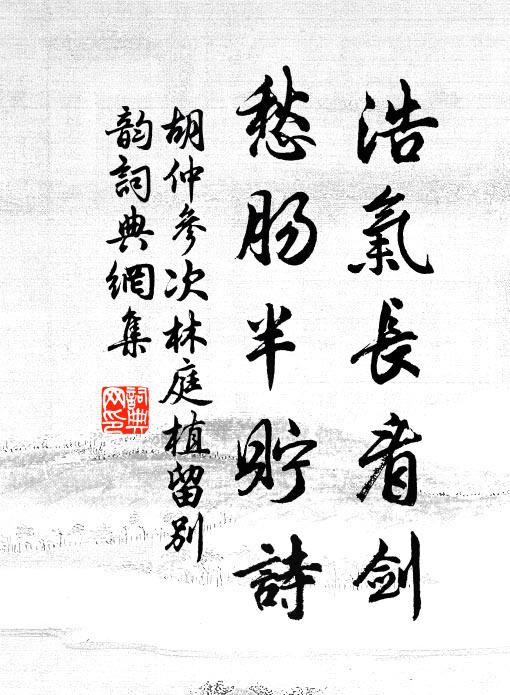 胡仲参浩气长看剑，愁肠半贮诗书法作品欣赏