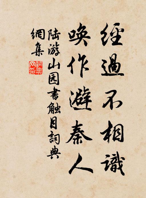 陆游经过不相识，唤作避秦人书法作品欣赏