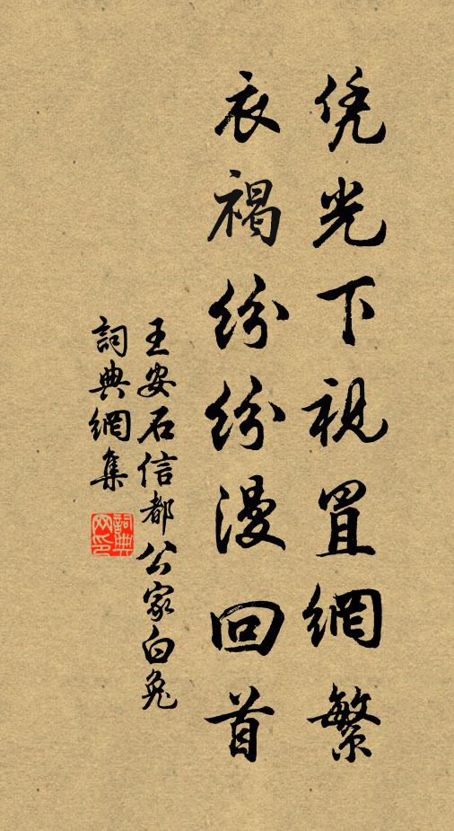 王安石凭光下视罝网繁，衣褐纷纷漫回首书法作品欣赏
