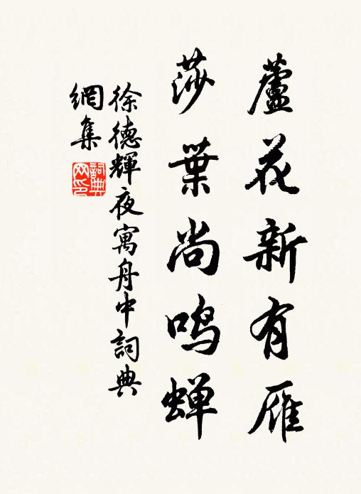 徐德辉芦花新有雁，莎叶尚鸣蝉书法作品欣赏