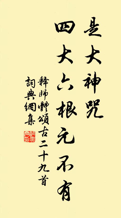 释师体是大神咒，四大六根元不有书法作品欣赏