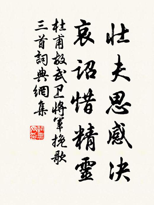 杜甫壮夫思感决，哀诏惜精灵书法作品欣赏