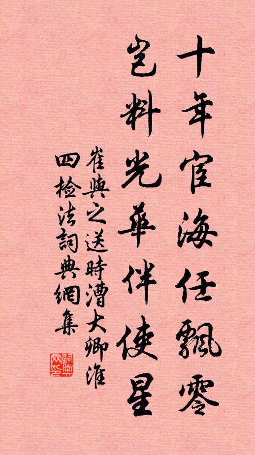 崔与之十年宦海任飘零，岂料光华伴使星书法作品欣赏