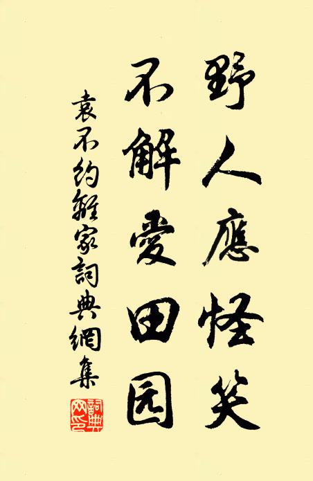 袁不约野人应怪笑，不解爱田园书法作品欣赏