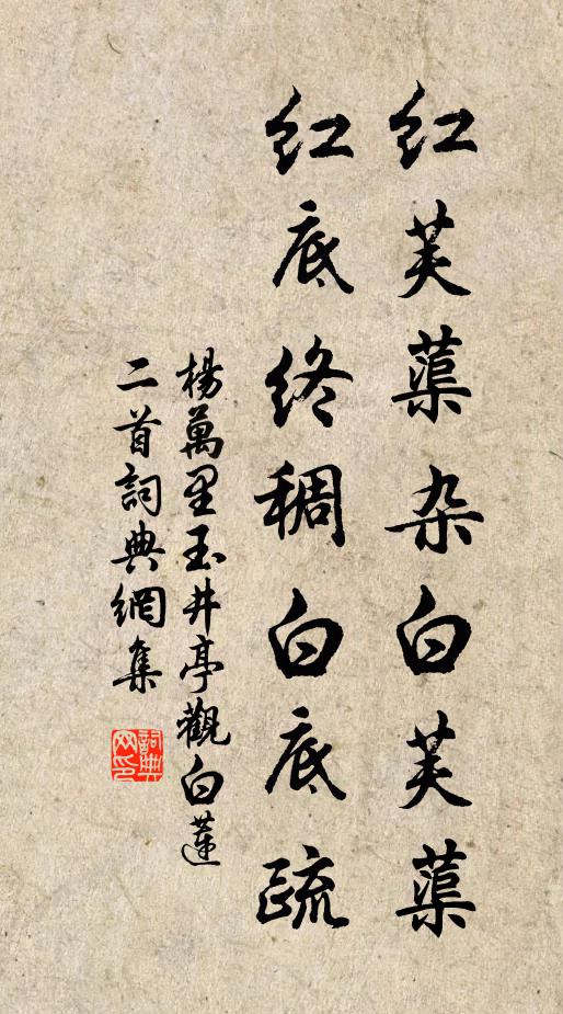 杨万里红芙蕖杂白芙蕖，红底终稠白底疏书法作品欣赏