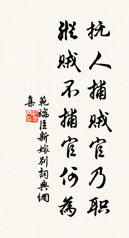 范端臣抚人捕贼官乃职，纵贼不捕官何为书法作品欣赏